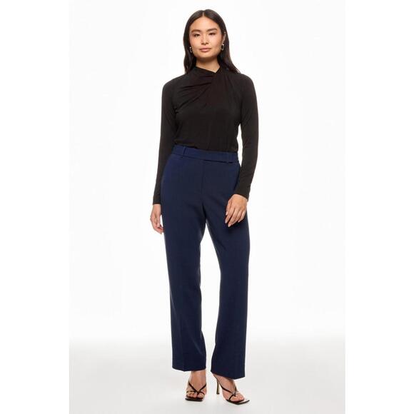 MICHAEL KORS Navy Straight Leg Trouser Size M with Fabric Pull